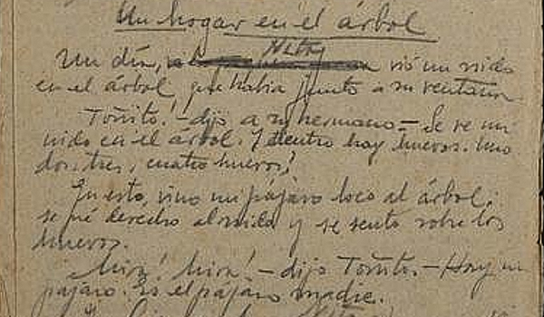 La Biblioteca Nacional adquiere un manuscrito de Miguel Hernández con cuentos para su hijo.